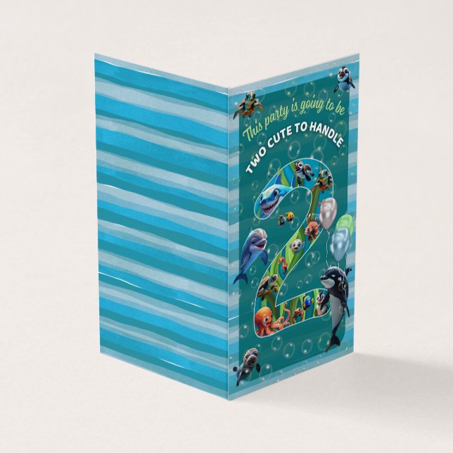 2Cute2Handle Party Custom Vertical Birthday Invite Visitenkarten (Vorderseite)