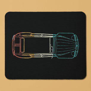 2cv Deux Chevaux Regenbogen-Blueprint Mousepad