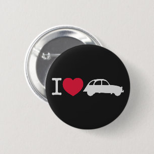 2CV I Liebe Deux Chevaux Oldtimer Französisch Auto Button