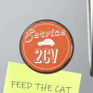 2CV Service Vintag Orange Carshop Typografie Magnet