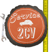 2CV Service Vintag Orange Carshop Typografie