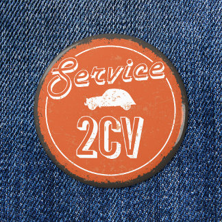 2CV Service Vintage Orange Carshop Typografie Button