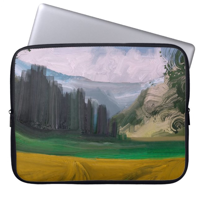 2d Abbildung. Ölmalerei Landschaft Kunst. Ländlich Laptopschutzhülle (Vorderseite)