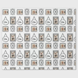 2D Comic Style Picture Frame Birthday Geschenkpapier