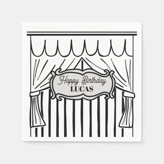 2D Geburtstagsparty Comic Style Serviette (Vorderseite)