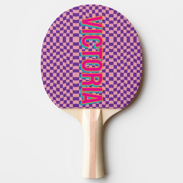 2D Retro Colorful Lettering Name Tischtennis Schläger (Vorderseite)
