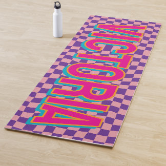 2D Retro Colorful Lettering Name Yoga Mat Yogamatte