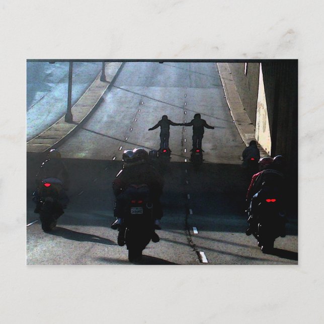 2fer - Motorrad Club auf Geary Street, SF CA Postkarte (Vorderseite)