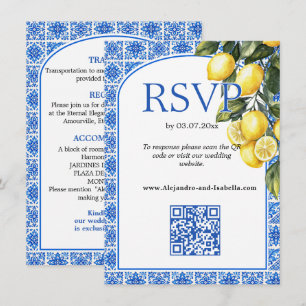 🌈 2in1 RSVP+Details Azul & Limone Romance Begleitkarte