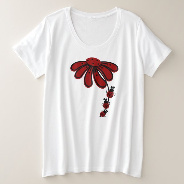 #2Marienkäfer doppelseitiges Damen-Plusgröße Große Größe T-Shirt (Design vorne)