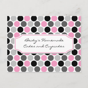 #2Moderne Rosa Grau Schwarze Kreise Rezeptkarten Postkarte