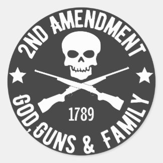 2nd Amendment, God, guns & Family  Runder Aufkleber