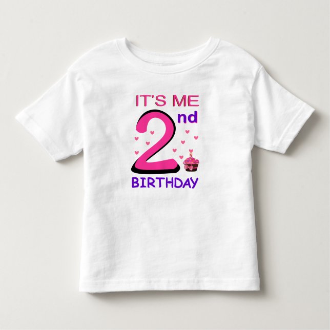 2ND Birthday Baby Tshirt niedlich rosa (Vorderseite)