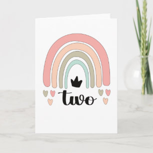 2nd Birthday Boho Rainbow Party Kids 2 Years Old Karte