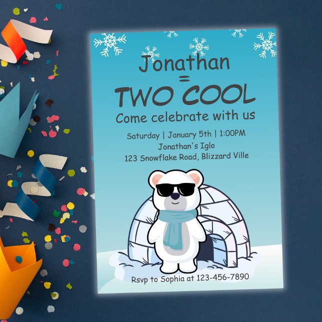 2nd Birthday Boy Two Cool Polar Bear Iglo   Einladung (Von Creator hochgeladen)