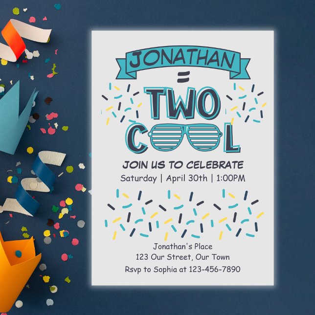 2nd Birthday Boy Two Cool Sunglasses Einladung (Von Creator hochgeladen)