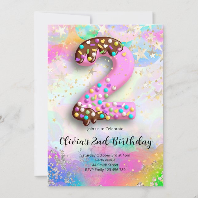 2nd Birthday Girls Invitation Einladung (Vorderseite)
