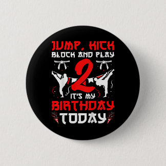2nd Birthday Party Karate 2 Year Old Karate Birthd Button
