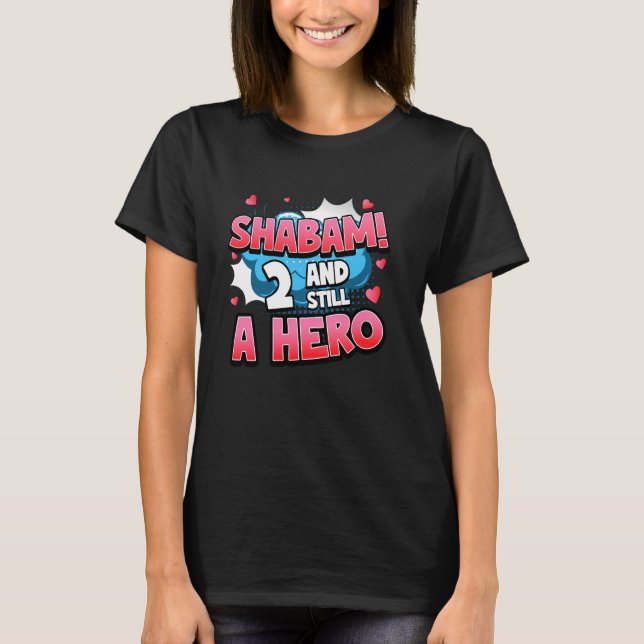 2nd Birthday Superhero Girls Shabam! Hero Comic Bo T-Shirt (Vorderseite)