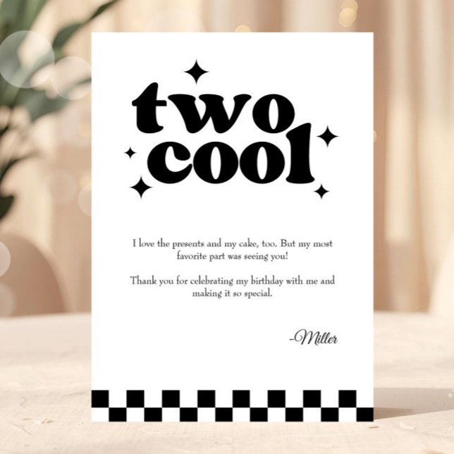 2nd Birthday Two Cool Birthday Thank You Card Dankeskarte (two cool thank you card, two cool birthday thank you, 2nd birthday thank you card, retro birthday th)