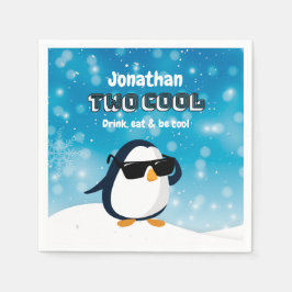 2nd Birthday Two Cool Penguin Boy Serviette