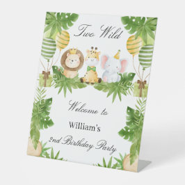2nd Birthday Two Wild Safari Animals Tabletop Sign Sockelschild