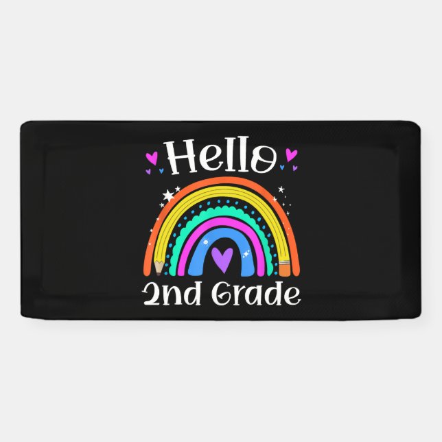 2nd Grad Teacher Rainbow Grad Back To School Banner (Horizontal)