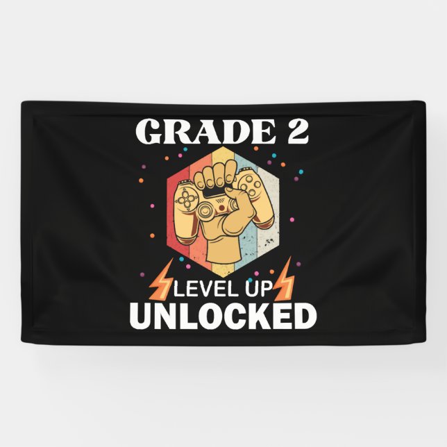 2nd Grad Unlocked Level Up Back To School First Banner (Horizontal)