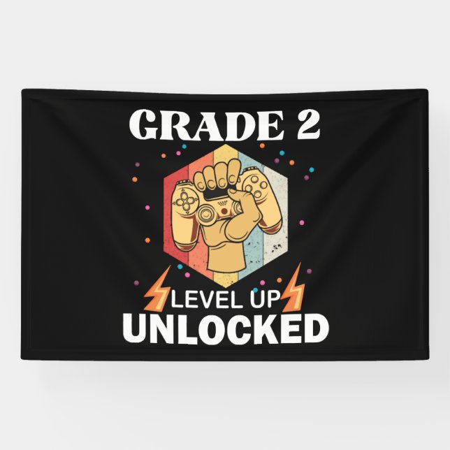 2nd Grad Unlocked Level Up Back To School First Banner (Horizontal)