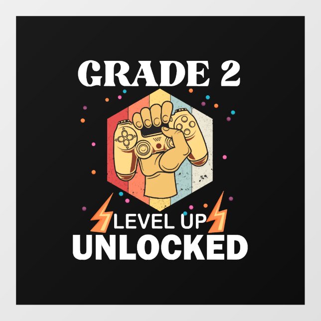 2nd Grad Unlocked Level Up Back To School First Fensteraufkleber (Blatt)