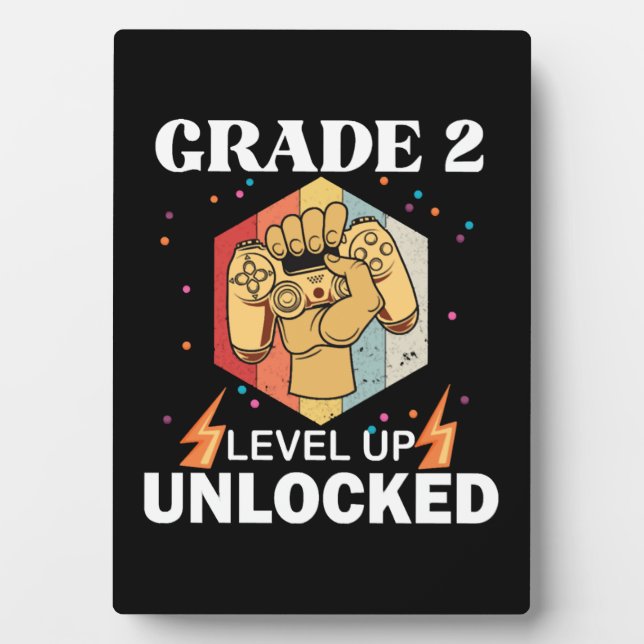 2nd Grad Unlocked Level Up Back To School First Fotoplatte (Vorderseite)