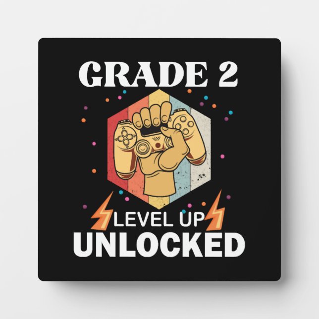 2nd Grad Unlocked Level Up Back To School First Fotoplatte (Vorderseite)