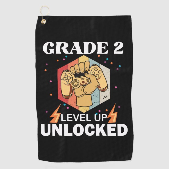 2nd Grad Unlocked Level Up Back To School First Golfhandtuch (Vorderseite)