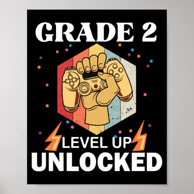 2nd Grad Unlocked Level Up Back To School First Poster (Vorne)