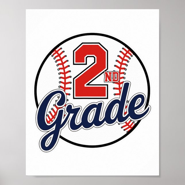 2nd Grade Baseball Back To School Baseball Player  Poster (Vorne)