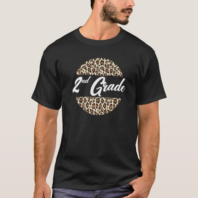 2nd Grade Cheetah Print School Teacher Student Sec T-Shirt (Vorderseite)