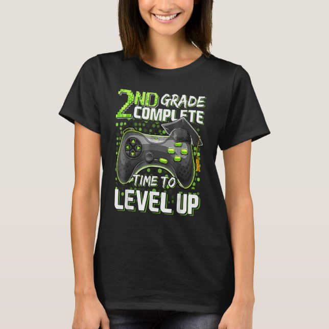 2nd Grade Complete Time To Level Up Happy Last Day T-Shirt (Vorderseite)