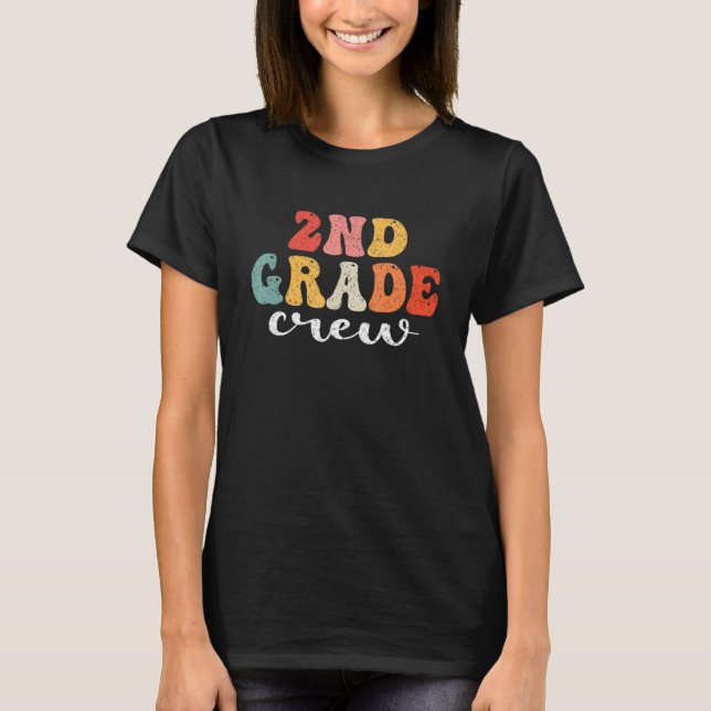 2nd Grade Crew Retro Groovy Men Women First Day Of T-Shirt (Vorderseite)