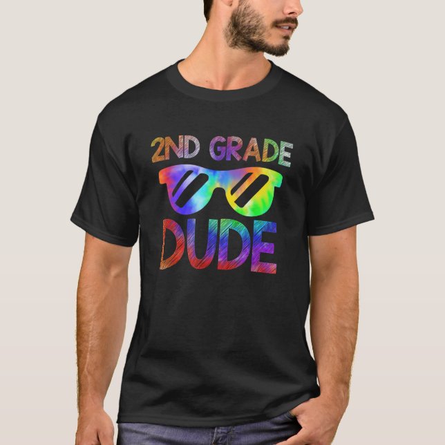 2nd Grade Dude Back to School Tie Dye Boy Girl Sun T-Shirt (Vorderseite)