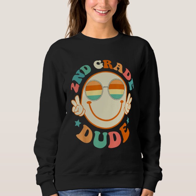 2nd Grade Dude Happy Face First Day Back To School Sweatshirt (Vorderseite)