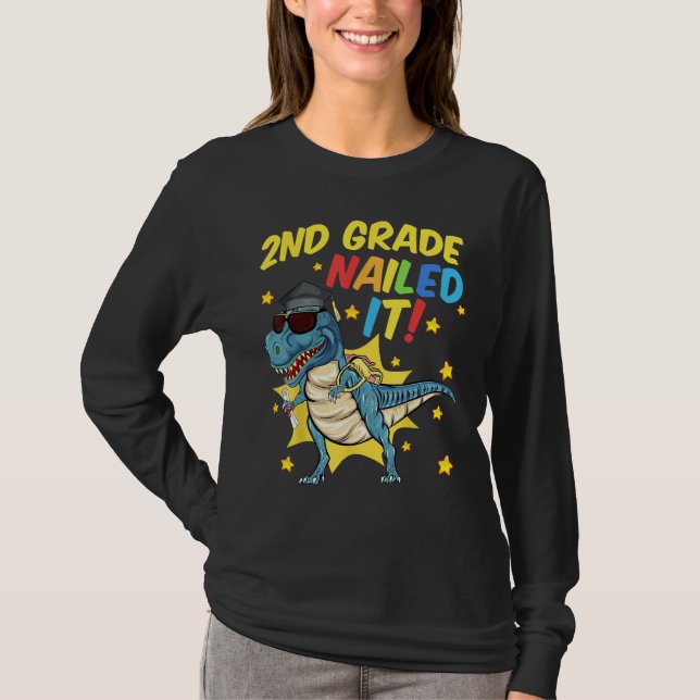2nd Grade Graduation  Rex Dinosaur 2nd Grade Naile T-Shirt (Vorderseite)