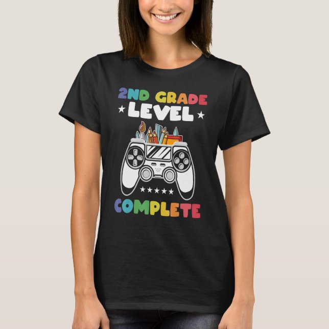 2nd Grade Level Complete Kids Gamer Game Controlle T-Shirt (Vorderseite)