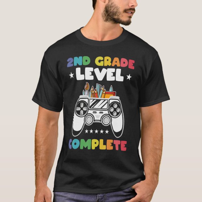2nd Grade Level Complete Kids Gamer Game Controlle T-Shirt (Vorderseite)