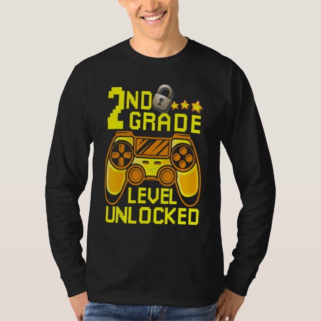 2nd Grade Level Unlocked Back To School  Gamer Boy T-Shirt (Vorderseite)