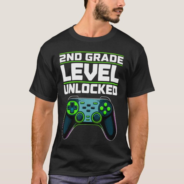 2nd Grade Level Unlocked Gaming Controller Back to T-Shirt (Vorderseite)