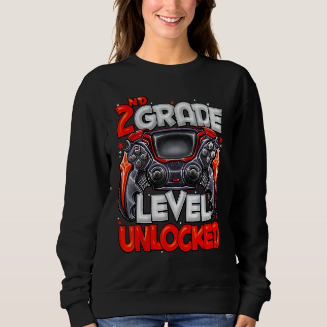 2nd Grade Level Unlocked Video Game Back To School Sweatshirt (Vorderseite)