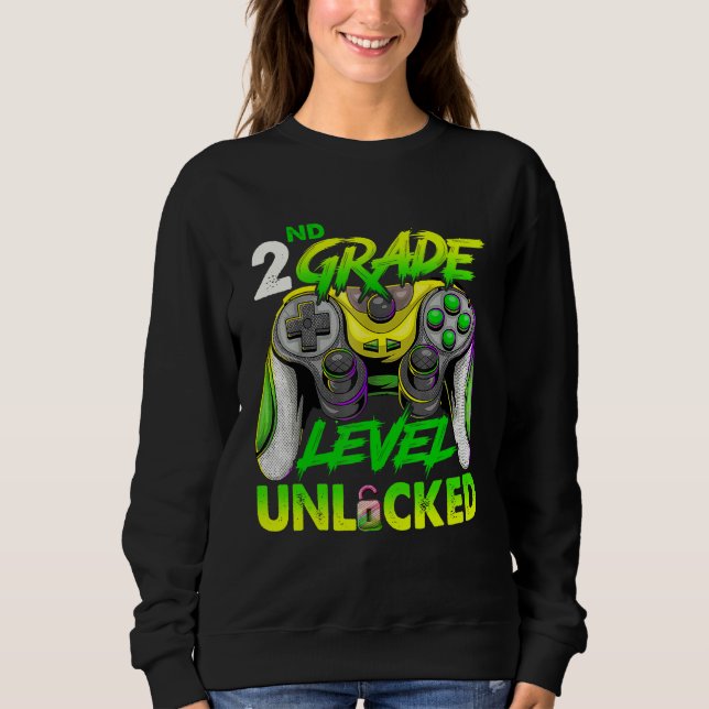 2nd Grade Level Unlocked Video Game Back to School Sweatshirt (Vorderseite)