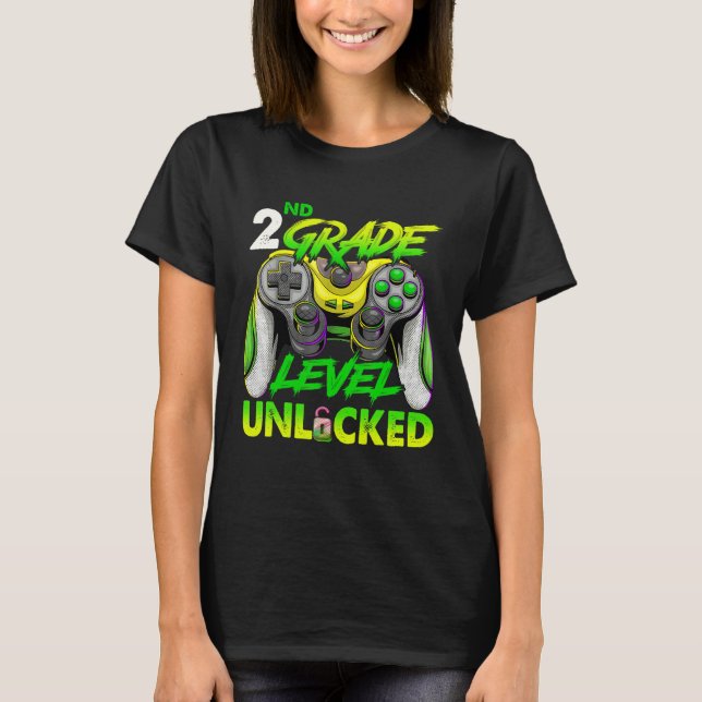 2nd Grade Level Unlocked Video Game Back to School T-Shirt (Vorderseite)