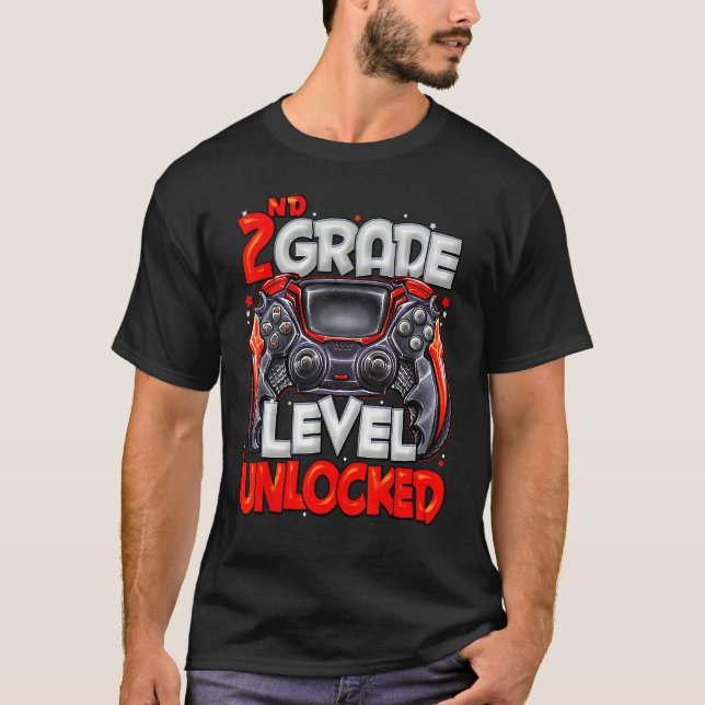 2nd Grade Level Unlocked Video Game Back To School T-Shirt (Vorderseite)