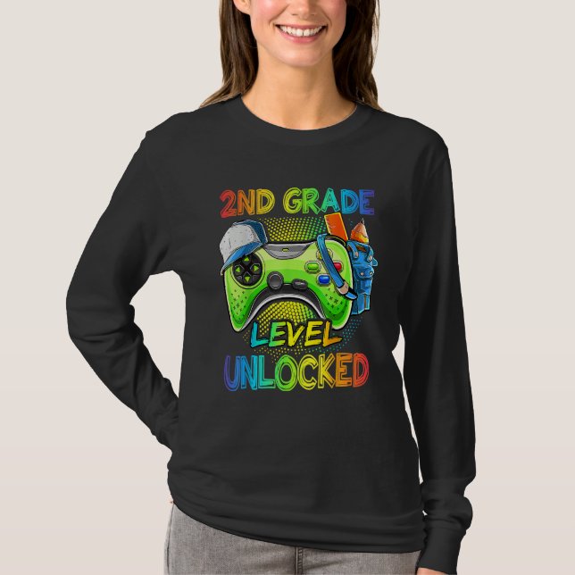 2nd Grade Level Unlocked Video Game Back To School T-Shirt (Vorderseite)